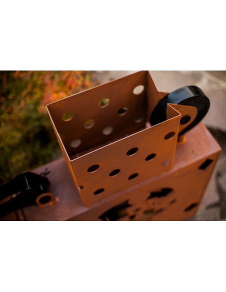 Motiv Feuerkörbe Feuerkorb Feuerzeug, mit Totenkopf- Motiv - Zippo Rost - Höhe 85 cm Rost - Höhe 85 cm - Breite 60 cm - Tiefe 18