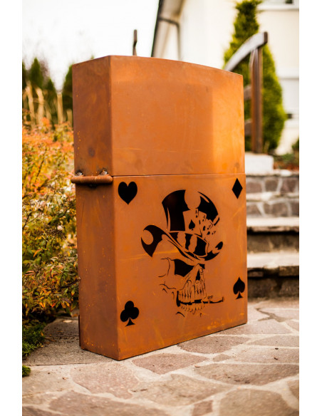 Motiv Feuerkörbe Feuerkorb Feuerzeug, mit Totenkopf- Motiv - Zippo Rost - Höhe 85 cm Rost - Höhe 85 cm - Breite 60 cm - Tiefe 18
