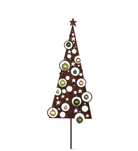 Weihnachtsdeko Aussen moderner Weihnachtsbaum Metall mit Löchern für Christbaumkugeln - Höhe 145 cm Moderner Christbaum mit Löch