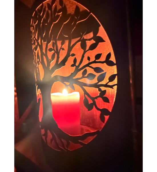 Windlichter & Laternen Baum des Lebens - Windlicht auf Füsschen - Höhe 41 cm 
Mandelförmiges Windlicht auf Füßschen
Breite 35 