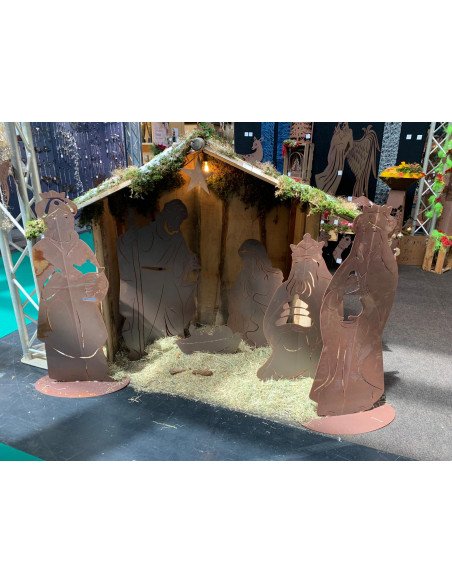 Weihnachtsdeko XXL Krippenfiguren Metall - 8 teiliges Set - Höhe 120 cm - Heilige Familie - Ochs und Esel - Hlg. 3 Könige XXL Kr