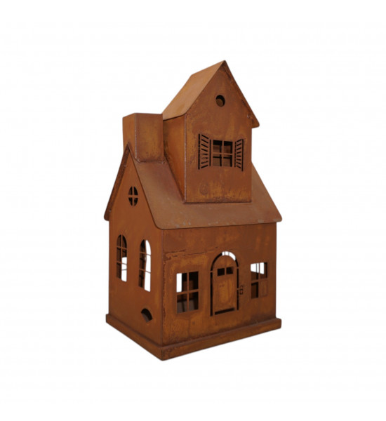 Halloween Deko für den Garten aus Metall Hexenhaus Edelrost - 31 cm hoch 
Höhe 31 cm
Breite 20 x 20 cm
auf der Rückseite ist 