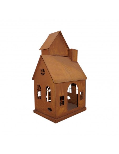 Halloween Deko für den Garten aus Metall Hexenhaus Edelrost - 31 cm hoch 
Höhe 31 cm
Breite 20 x 20 cm
auf der Rückseite ist 