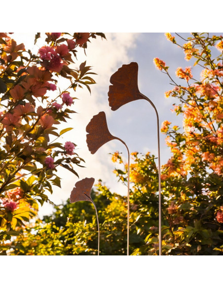 Ginkgo Lebensbaum Gingkoblatt Gartenstecker 80 cm hoch - Mittel 