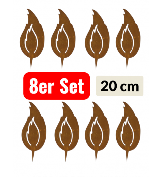 rostige Flammen 8er Set Rost Flamme 10 cm 