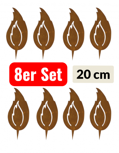 rostige Flammen 8er Set Rost Flamme 10 cm 
