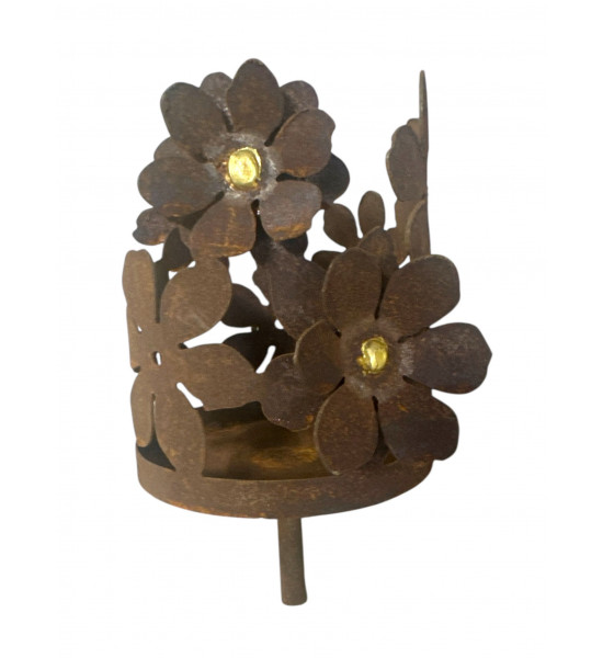 Gartenstecker Windlichthalter Blumen mit Goldpunkt - Ø 13 cm 
Höhe 17 cm
Ø 13 cm
Bitte bestelle einen passenden Stab als Zube