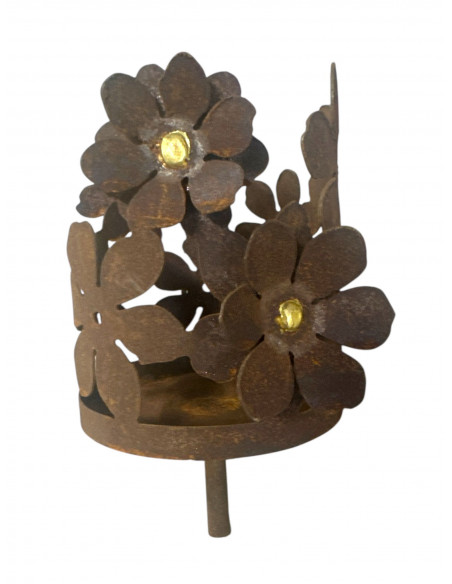 Gartenstecker Windlichthalter Blumen mit Goldpunkt - Ø 13 cm 
Höhe 17 cm
Ø 13 cm
Bitte bestelle einen passenden Stab als Zube