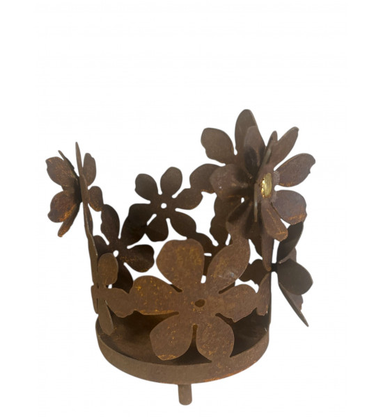 Gartenstecker Windlichthalter Blumen mit Goldpunkt - Ø 13 cm 
Höhe 17 cm
Ø 13 cm
Bitte bestelle einen passenden Stab als Zube