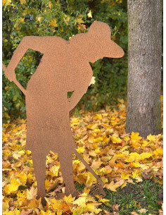 Gärtner Figur Gärtnerin Figur - Flora - mit Rechen - Höhe 130 cm mit standplatte 2