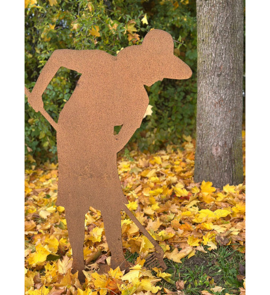 Gärtner Figur Gärtnerin Figur - Flora - mit Rechen - Höhe 130 cm - auf Platte 
Höhe 130 cm
Mit einer Stabilen fest angeschweis