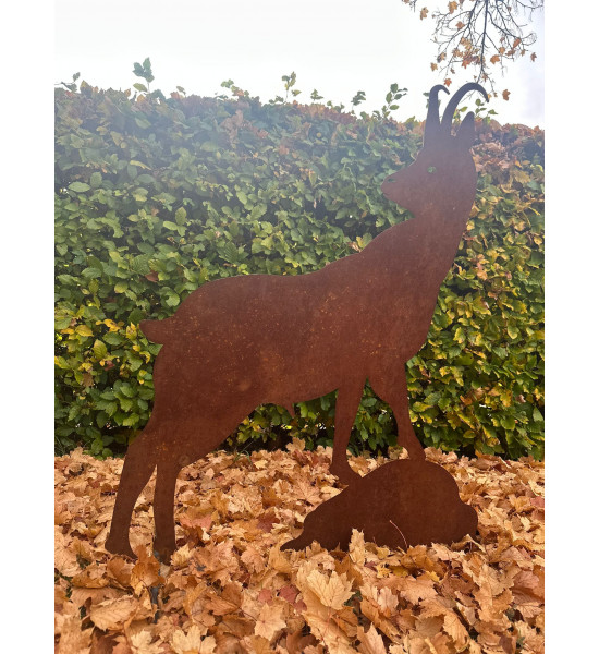 Steinbock + Murmeltier Deko  Gemse XXL 120 cm hoch rostige Gams 
unsere Metall Gemse in XXL Format beinahe lebensgroß ist ein B