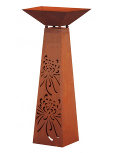 trapezförmige Säulen Rost Säule Trapez - Blume - Höhe 116.5 cm incl Schlale 44 x 44 cm Trapezförmige Säule mit Blumenmuster
Höh