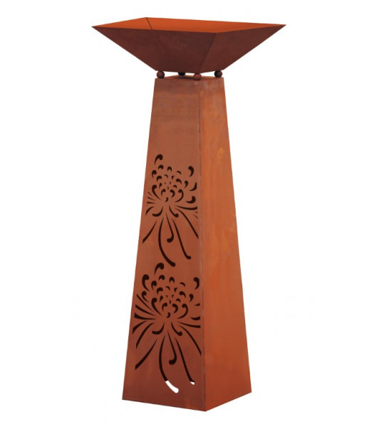 trapezförmige Säulen Rost Säule Trapez - Blume - Höhe 116.5 cm incl Schlale 44 x 44 cm Trapezförmige Säule mit Blumenmuster
Höh