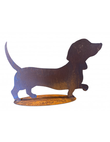 Deko Dackel Ludwig mit Edelrost Patina - groß  - Breite 53 cm