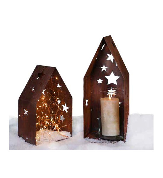 Deko Sternenhaus Windlicht - hoch - Höhe 42 cm