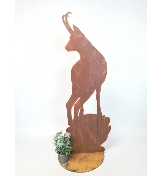 Start Gamsbock auf Stein - auf Platte - Höhe 130 cm 
