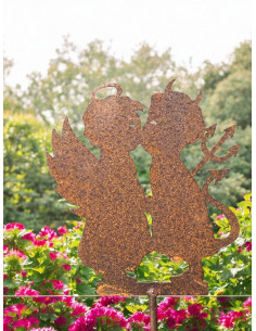 Gartenstecker verliebtes Engelchen und Teufelchen Gartenstecker - 12 cm hoch + Stab 40 cm 
"Du bist der Engel, den die Hölle mi 2