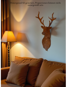 Hirsche, Wildtiere und Waldbewohner Hirschkopf zum Hängen - Höhe 46.6 cm 
Höhe 46.6 cm
Breite 24.8 cm
 2
