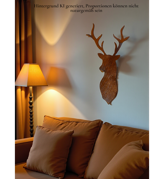 Hirsche, Wildtiere und Waldbewohner Wandbild Hirschkopf zum Hängen und Einarbeiten - Höhe 46.6 cm 
Höhe 46,6 cm
Breite 24,8 cm