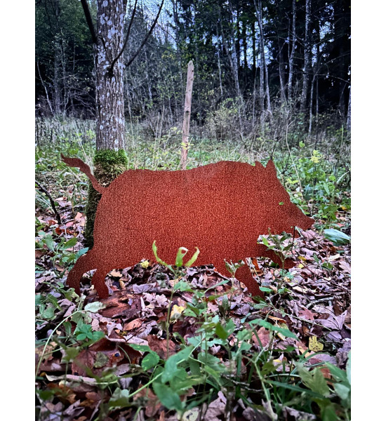 Laufendes Wildschwein auf Platte - Höhe 54 cm -...