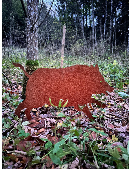 Laufendes Wildschwein auf Platte - Höhe 54 cm - Breite 88 cm