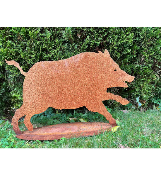 Laufendes Wildschwein auf Platte - Höhe 54 cm -...