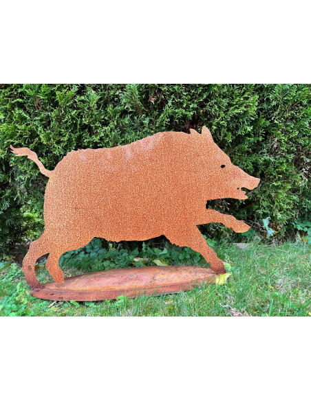 Laufendes Wildschwein auf Platte - Höhe 54 cm - Breite 88 cm