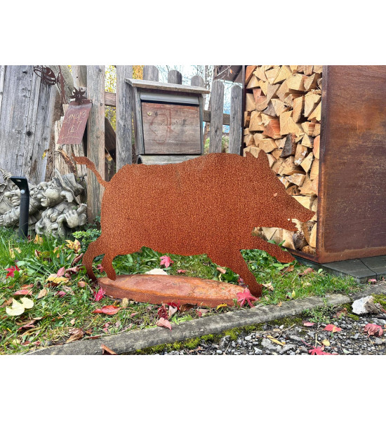 Laufendes Wildschwein auf Platte - Höhe 54 cm -...