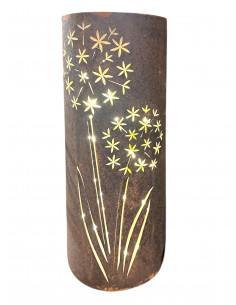 Dekolicht Edelrost Windlicht Allium mit Boden, 43 cm hoch, Ø 18 cm Ein schönes und massives Edelrost Windlicht zu Stellen das ni