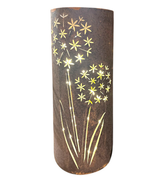 Dekolicht Edelrost Windlicht Allium mit Boden, 43 cm hoch, Ø 18 cm Ein schönes und massives Edelrost Windlicht zu Stellen das ni