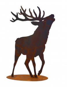 Edelrost Hirsch Röhrender Hirsch mit doppeltem Geweih auf Platte - Höhe 120 cm 
rührender Hirsch mit doppeltem Geweih
Höhe 120