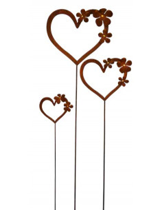 Herzige Dinge - Edelrost Dekoherzen Gartenstecker Blütentraum Herz mit 3 Blüten - 29 x 36 cm + Stecker  100 cm 
dieses edle Her