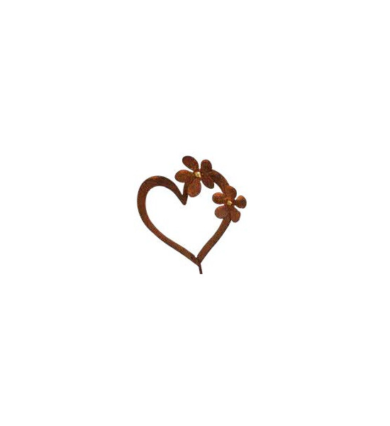 Herzige Dinge - Edelrost Dekoherzen Gartenstecker Blütentraum Herz mit 3 Blüten - 29 x 36 cm + Stecker  100 cm 
dieses edle Her