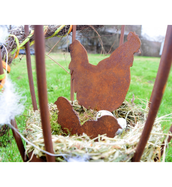 Bauernhoftiere Bauernhof Tier Kükenpaar stehend - 7 cm hoch - 10 cm lang 
Die 2 Küken aus Edelrost stehen seitlich, befestigt a