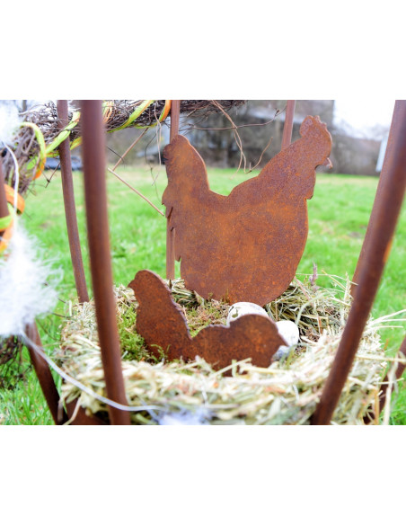 Bauernhoftiere Bauernhof Tier Kükenpaar stehend - 7 cm hoch - 10 cm lang 
Die 2 Küken aus Edelrost stehen seitlich, befestigt a