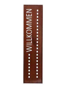 Gartendeko Rost Schmaler Sichtschutz für Hängetöpfe - Willkommen - Höhe 120 cm 
Höhe 120 cm
Breite 41 cm
