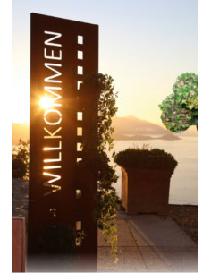 Gartendeko Rost Schmaler Sichtschutz für Hängetöpfe - Willkommen - Höhe 120 cm 
Höhe 120 cm
Breite 41 cm
 2