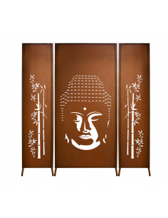 Trennwand Set Metall mit Motiv - Buddha Höhe 200 cm - 3er...