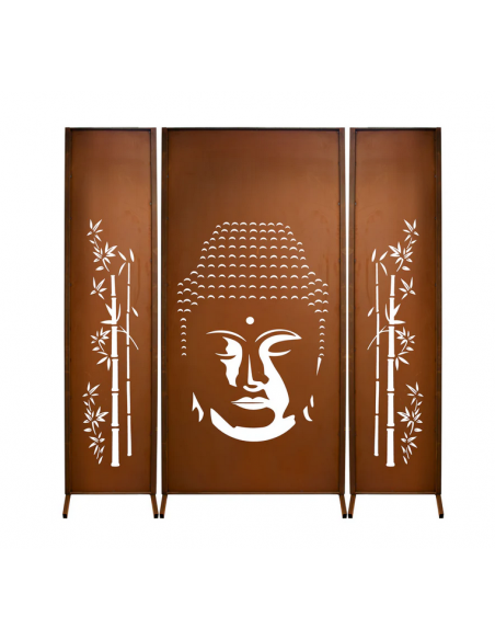 Trennwand Set Metall mit Motiv - Buddha Höhe 200 cm - 3er Set