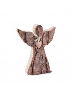 Holzdeko Rindenengel mit Herz, stehend Gr. 2 H: 12 cm H: 12 cm
