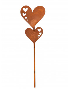 Gartenstecker Herz Gartenstecker - 2 Herzen mit Herzausschnitt - 24 cm 
Höhe 24 cm
Breite 18 cm
Stab länge 40 cm