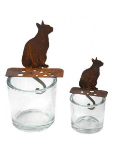 Deko Katzen und Mäuse Kantenhocker Katze - für Vase - mit Löchern in der Platte für Blumen - Höhe 14.7 cm 
Höhe 14,7 cm
Breite