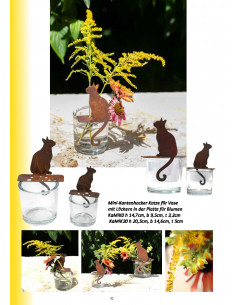 Deko Katzen und Mäuse Kantenhocker Katze - für Vase - mit Löchern in der Platte für Blumen - Höhe 20.5 cm 
Höhe 20,5 cm
Breite 2