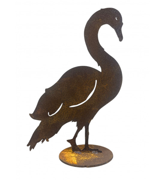 Enten und Gänse Schwan seitlich stehend - mit Ausschnitten - auf Platte - Höhe 26 cm 