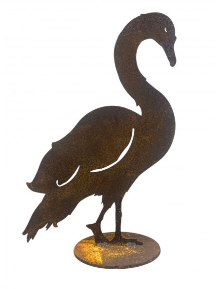 Enten und Gänse Schwan seitlich stehend - mit Ausschnitten - auf Platte - Höhe 26 cm 