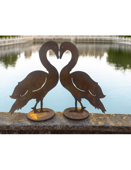 Enten und Gänse Schwan seitlich stehend - mit Ausschnitten - auf Platte - Höhe 26 cm 