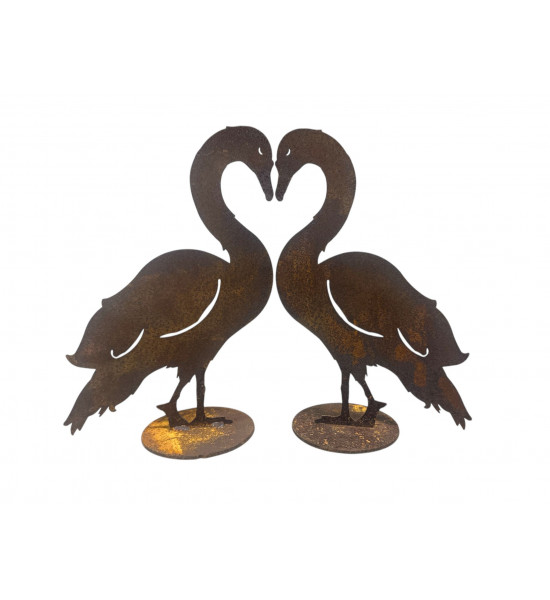 Enten und Gänse Schwan seitlich stehend - mit Ausschnitten - auf Platte - Höhe 26 cm 