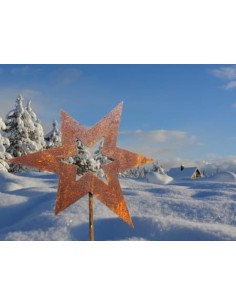 Sternstecker Gartenstecker Stern asymetrisch - 20 x 24 cm mit langem Stecker 80 cm 
Dieser Gartenstecker Stern ist eine wunderb 2