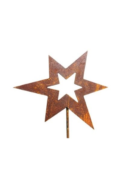Sternstecker Gartenstecker Stern asymetrisch - 20 x 24 cm mit langem Stecker 80 cm 
Dieser Gartenstecker Stern ist eine wunderb